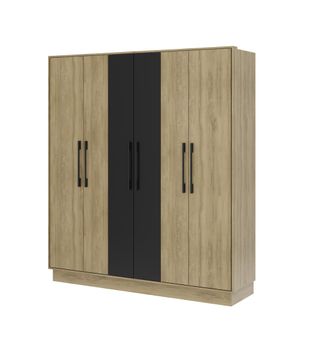 ROPERO CLOSET BERTOLINI 1137 6 PUERTAS NOCE C/NEGRO
