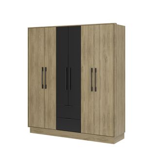 ROPERO CLOSET BERTOLINI 1138 6 PUERTAS NOCE C/NEGRO