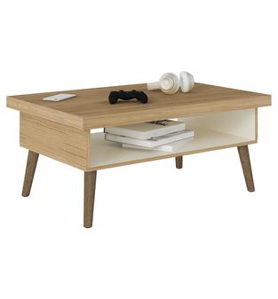 MESA DE CENTRO BERTOLINI LUCCA ROBLE CON OFF WHITE