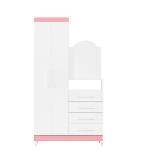 Cómoda Ropero Bertolini New Capri Blanco/Rosa
