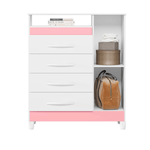 Cómoda aparador Bertolini Turquesa 4 cajones 1 puerta 2 nichos Blanco