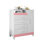 Cómoda clóset cajonera Bertolini Turquesa 4 cajones 1 puerta 2 nichos Blanco