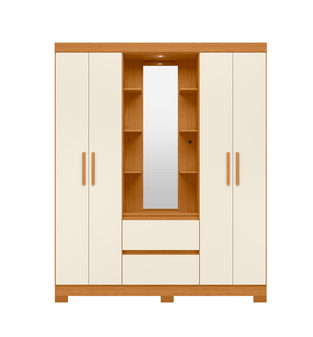 Ropero Bertolini Olympia espejo 4 puertas cinamomo off white