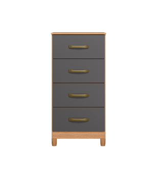Cómoda Cajonera Bertolini Movyli con 4 cajones color Freijo y Gris