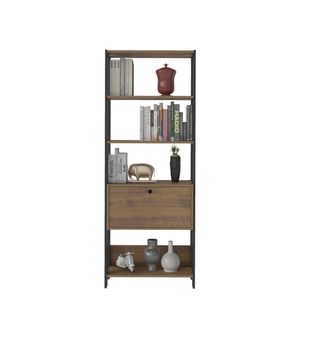 Estantería Bertolini Match con 4 Nichos, 1 Cajón color Pino Negro