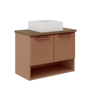 Gabinete para Baño Bertolini 8005 Flotante Terracota con 2 puertas, 1 Estante y Lavabo