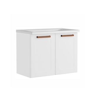 Gabinete para Baño Bertolini 8010 Flotante color Blanco con 2 puertas y Lavabo