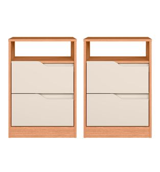 Par de Burós Mesas de Noche Bertolini Sole Freijo Off White