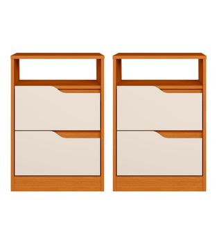 Juego de 2 Burós Bertolini Sole Cinamomo Off White 2 Cajones