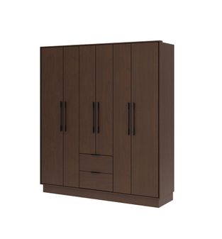 BERTOLINI Ropero Madera MDP Moderno 1138 Clóset para Ropa Armable 6 Puertas 2 Cajones color Chocolate