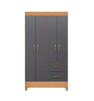 BERTOLINI Ropero Armable Madera MDP Movyli Mueble para Colgar Ropa 4 Puertas 2 Cajones Color Freijo con Gris