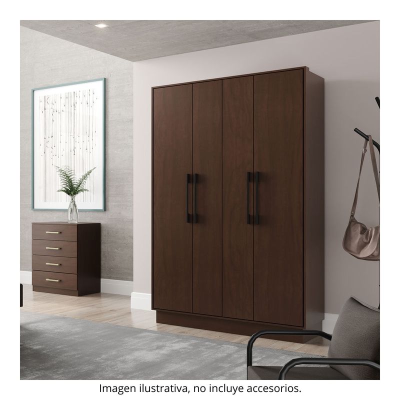 ropero moderno para recámara mueble para colgar ropa y 2 cajones 1136 chocolate