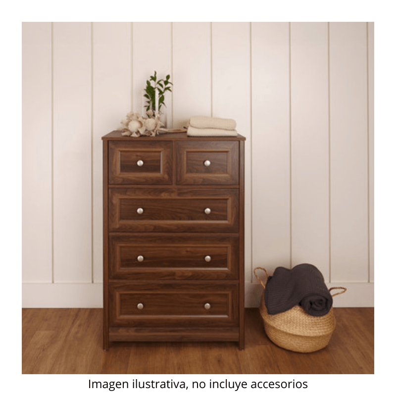 Cajonera de madera DM 237 para ropa con 3 cajones largos y 2 pequeños color Imbuia