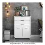 cajonera blanca con 2 puertas abatibles e interior espacioso para dormitorio