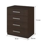 Cómodas para dormitorio modernas con jaladeras metálicas Bertolini 565 chocolate