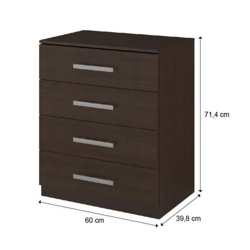 Cómodas para dormitorio modernas con jaladeras metálicas Bertolini 565 chocolate