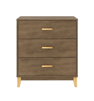 Cómoda Cajonera de Madera MDP Bertolini LE 6008 Chifonier con 3 Cajones para Recámara Color Freijo