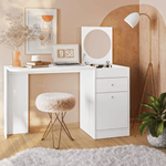 Espejo redondo de tocador vanity moderno color Blanco Bertolini