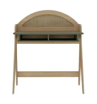 Tocador Vanity Moderno Bertolini Ceci Mesa de Maquillaje con 2 Estantes color Roble Menta