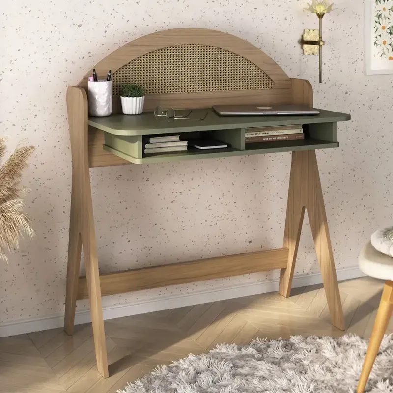 Mesa de maquillaje moderna color roble menta para recámara