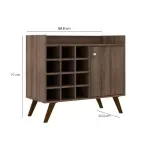 Medidas Mueble Bar Retro Bertolini RT 3111 Botellero con 12 nichos color Rústico
