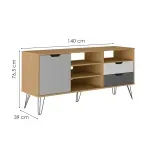 Medidas Mueble para TV de Hasta 60 Pulgadas Bertolini Estocolmo color Roble Grafito