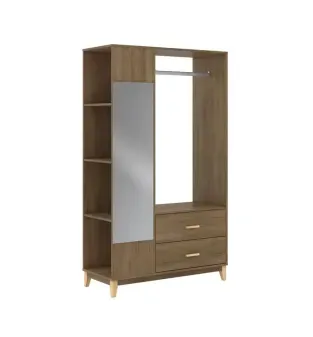BERTOLINI Ropero de Madera MDP LE 6017 Armario con Espejo Closet para Ropa Moderno Freijo