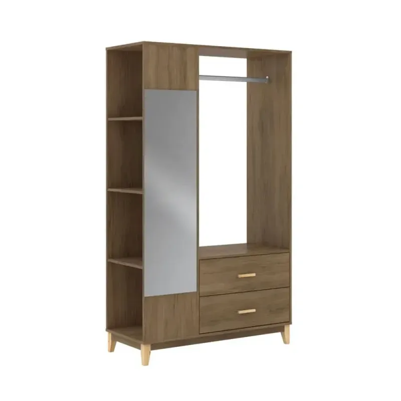 Ropero de Madera MDP LE 6017 Armario con Espejo Closet para Ropa Moderno Freijo