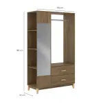 Medidas Ropero de Madera MDP LE 6017 Armario con Espejo Closet para Ropa Moderno Freijo