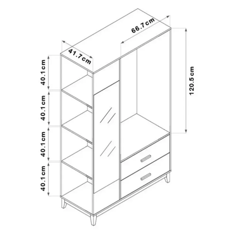 Dimensiones Ropero Closet para Ropa Moderno LE 6017 Freijo