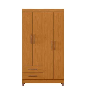 Ropero Clóset Bertolini Ambar Armario de Madera MDP 4 Puertas Abatibles 2 Cajones RTA color Cinamomo