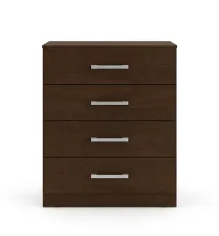 Cómoda Cajonera Moderna Minimalista Bertolini 565 con 4 Cajones para Ropa de Recámara color Chocolate