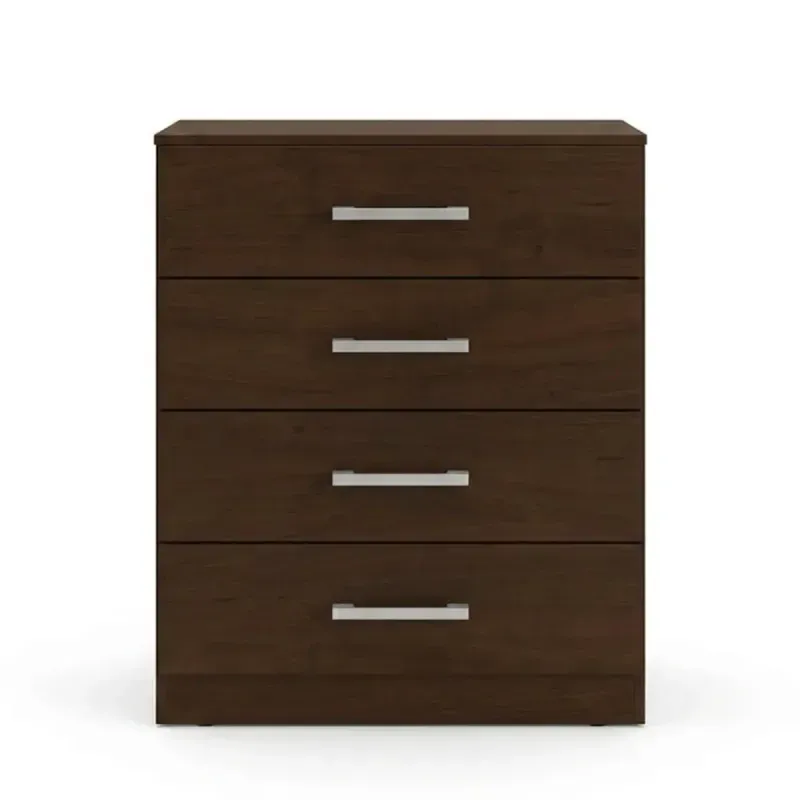 Cómoda cajonera Bertolini 565 con 4 cajones color chocolate alto brillo para recámara