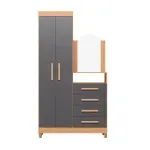 Cómoda para Recamara con espejo New Capri color Freijo Gris Bertolini