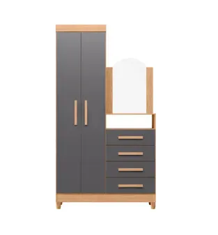 BERTOLINI Cómoda Cajonera Con Espejo New Capri con 4 cajones Y Barra para Colgar Ropa Color Freijo Gris