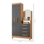 Cajonera armario de madera MDP Moderna muebles cajoneras para ropa baratos y resistentes Bertolini New Capri Freijo con Gris