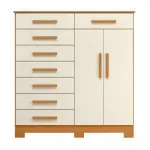 Cómoda Cajonera Moderna Bertolini Verona con 8 cajones 2 puertas color Cinamomo y off White