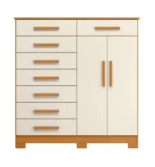 Cómoda Cajonera Moderna Bertolini Verona con 8 cajones 2 puertas color Cinamomo y off White
