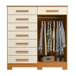 Cómoda de Madera Bertolini Verona con 8 cajones 2 puertas color Cinamomo y off White