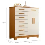 Cómoda de Madera para Dormitorio Bertolini Verona con 8 cajones 2 puertas color Cinamomo y off White