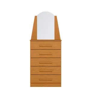 Cómoda Cajonera Moderna Bertolini New Veneza con 5 cajones y espejo Color Cinamomo