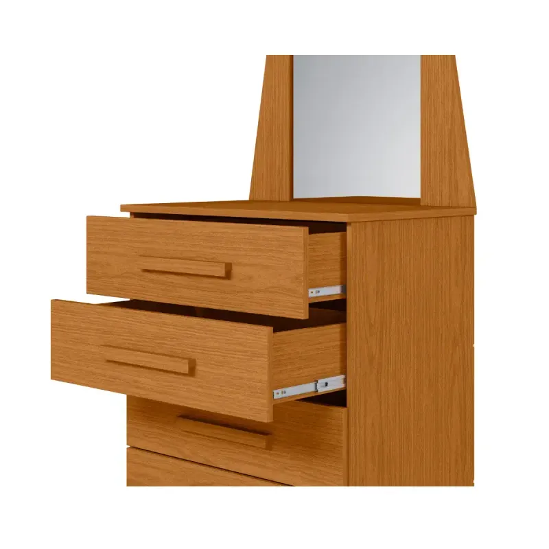 Cómoda Cajonera Moderna con 5 cajones y espejo New Veneza Cinamomo