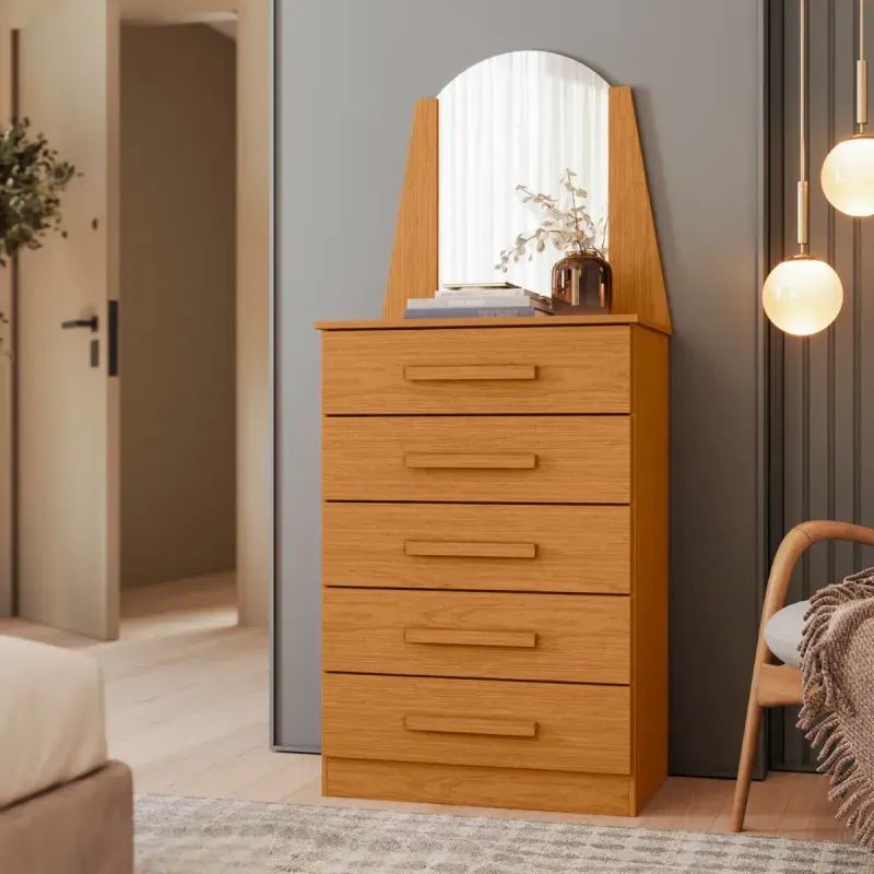 Cómoda de madera con espejo New Veneza Cinamomo