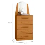 Medidas Cajonera de Madera con 5 cajones y espejo New Veneza Cinamomo