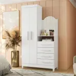 Cómoda Cajonera para Recámara con espejo integrado New Capri Blanco
