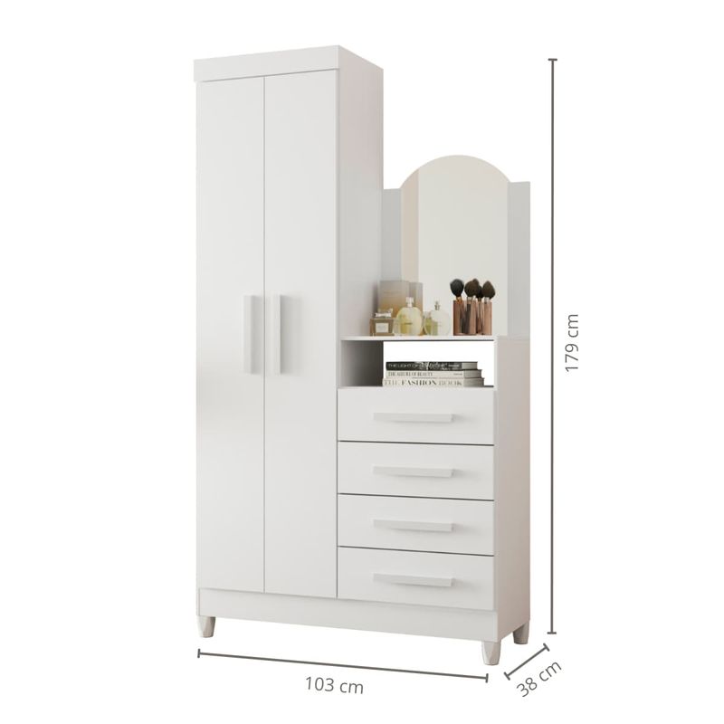 Cajonera armario de madera MDP Moderna muebles cajoneras para ropa baratos y resistentes Bertolini New Capri Blanco