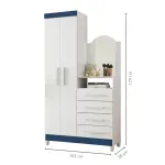 Cajonera armario de madera MDP muebles cajoneras para ropa baratos y resistentes Bertolini New Capri Blanco Azul