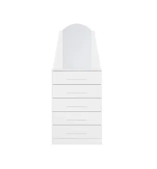 Cómoda Cajonera Moderna Bertolini New Veneza con 5 cajones y espejo Color Blanco