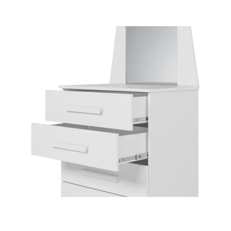 Cómoda Cajonera Moderna con 5 cajones y espejo New Veneza Blanco