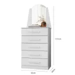 Cajonera de Madera con 5 cajones y espejo New Veneza Blanco